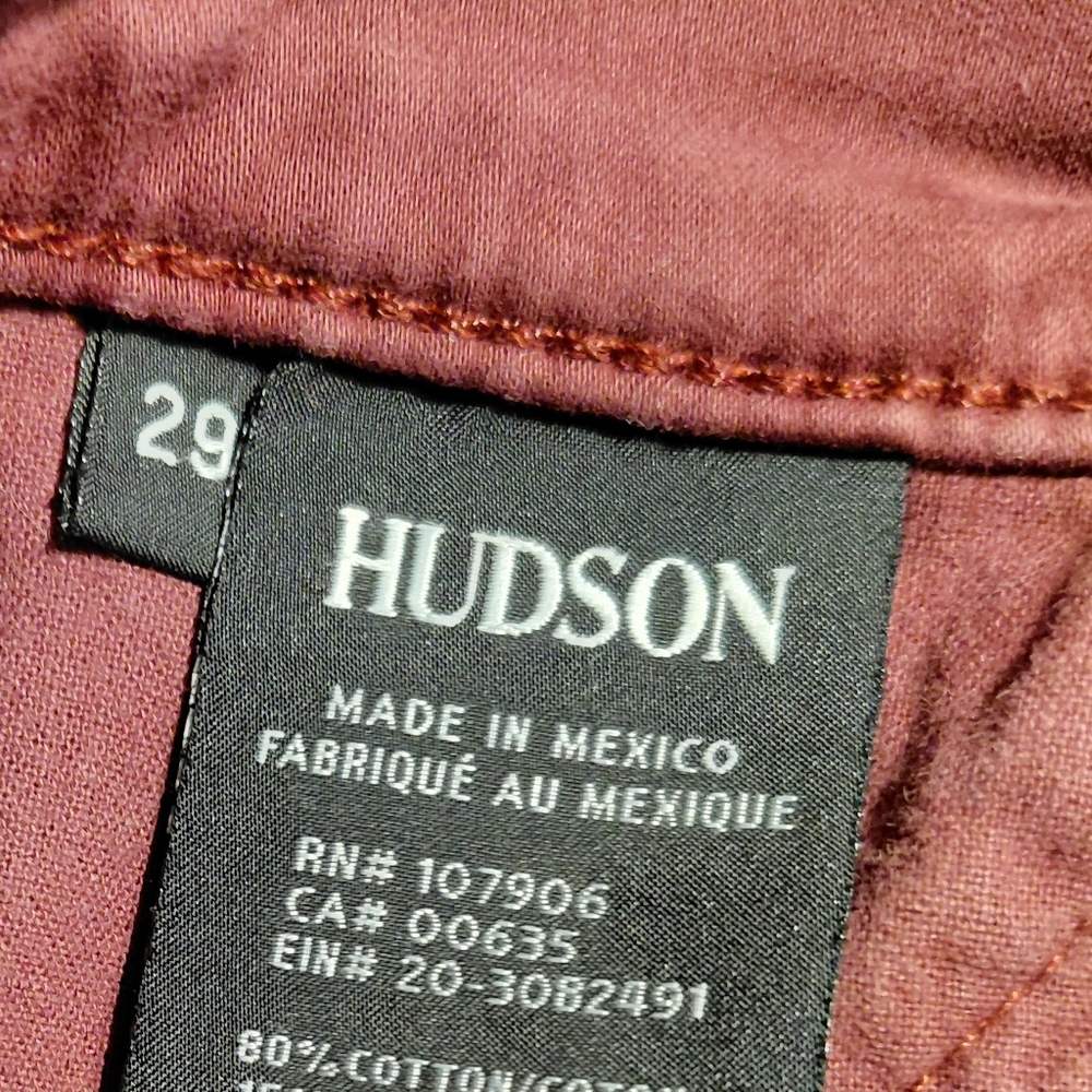 Hudson Nico 29 Midrise Super Skinny Brushed Merlot Hudson Jeans Super Soft - Picture 9 of 12